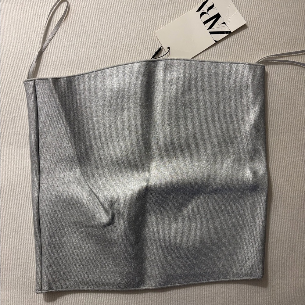 Zara Shimmering Silver Top